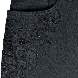 Lauren Jeans Co Ralph Lauren Black Embellished Wide Leg Jeans 12P